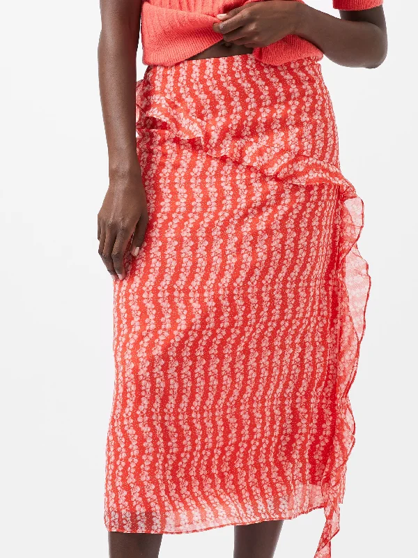 Button - down skirts for a classic style Frances Recycled Crinkle Ruffle Midi Skirt
