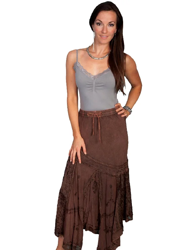 Tartan skirts for autumn Scully Honey Creek Womens Multi-Fabric Skirt Copper 100% Rayon Long