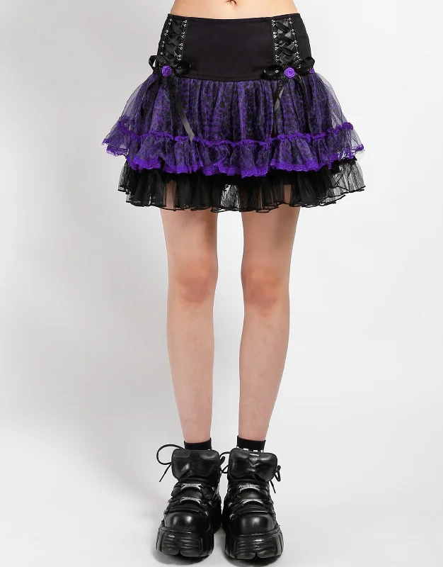 Pleated skirts for office wear TUTU SKIRT PURPLE LEOPARD