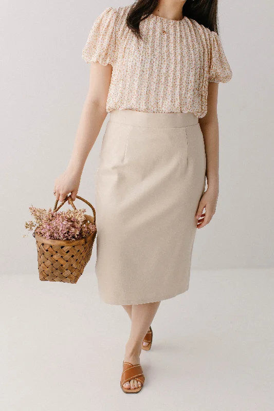 Skirts for a school dance 'Anna' Pencil Skirt in Cream FINAL SALE