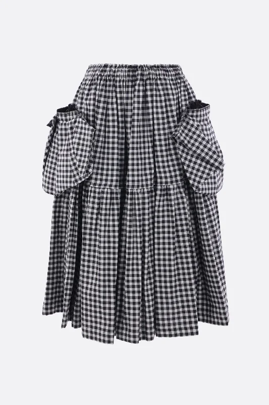 Skirts with a tassel trim midi skirt in checkered cotton