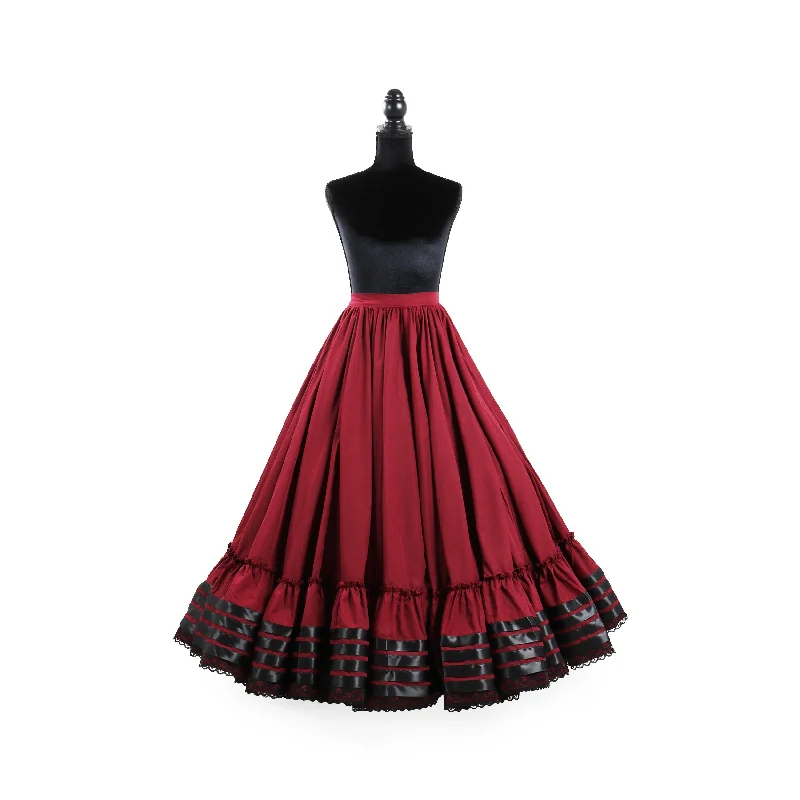 Skirts with ruffled hems Hoja de Maiz Folklorico Dance Practice Skirt, Doble Vuelo, Tinto