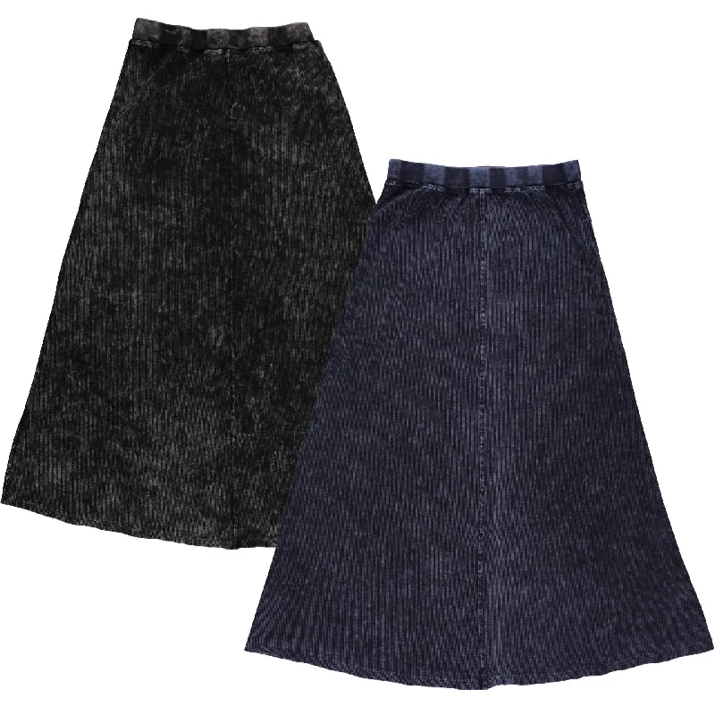 Wrap skirts for women with curves Women's Ribbed Stonewash Maxi Skirt