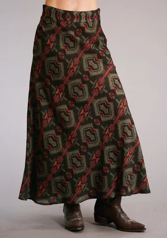 High - waisted linen skirts for summer Stetson Womens Flat Weave Blanket Brown/Red 100% Rayon Skirt