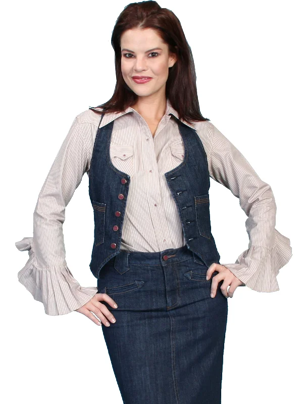 Skirts for a family gathering Scully Womens Denim Cotton Blend Racer Back Skirt Suit