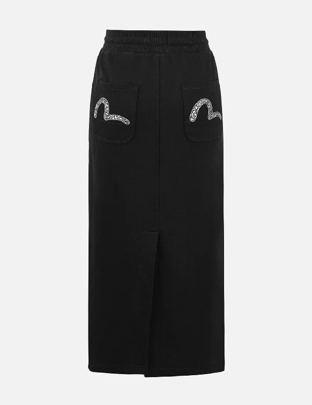 Skirts with a gathered waist Rhinestone-Detail Seagull Fashion Fit Sweater Skirt