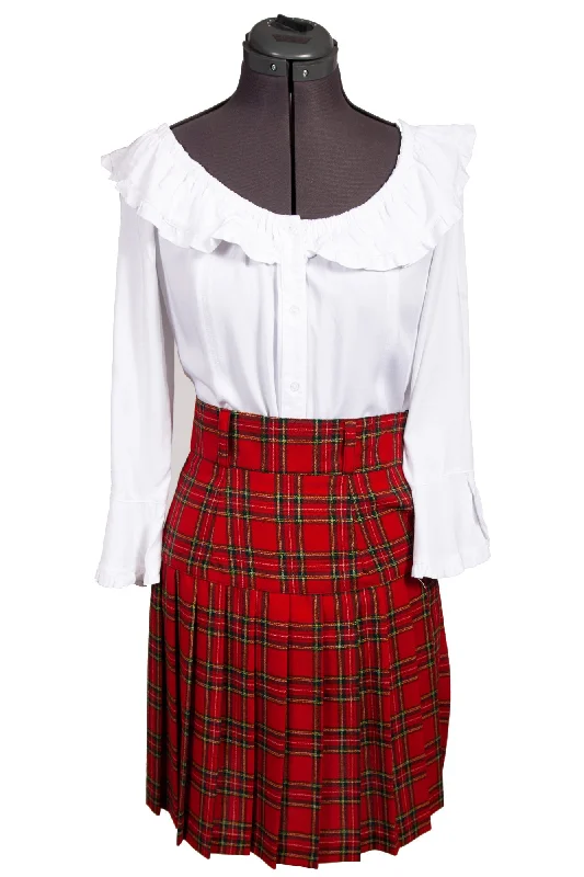 Plus size casual skirts for women Scully Womens Red 100% Wool Tartan Plaid Skirt