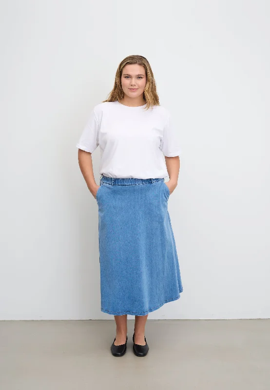 Skirts with a patchwork pattern Asta Skirt - 80 cm - Washed Blue Denim