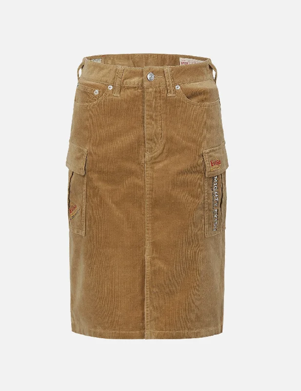 Skirts with a handkerchief hem Logo Embroidery Corduroy Skirt