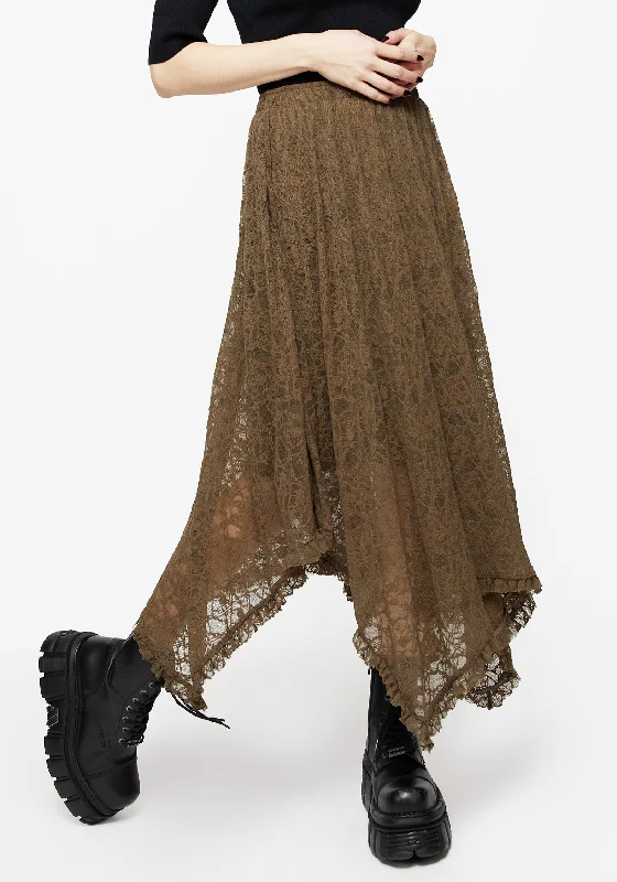 Skirts with a tie - front Myrtle Floral Lace Layered Midi Skirt