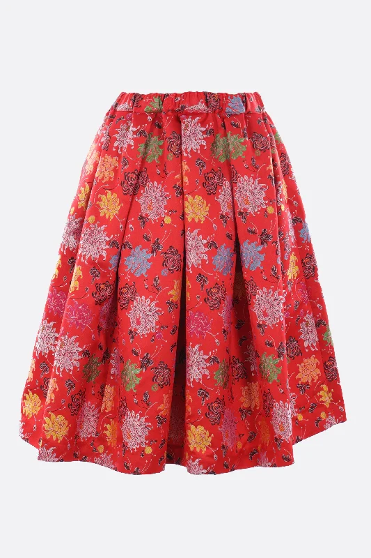 Pleated skirts for office wear midi skirt in jacquard satin