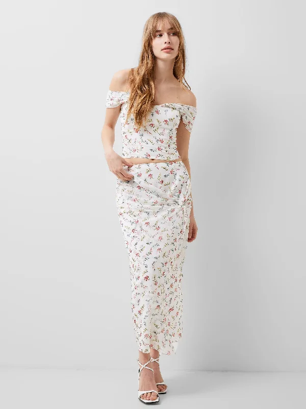 A - line cotton skirts for work Floriana Hallie Crinkle Skirt