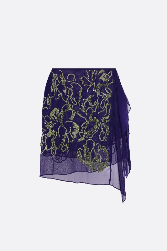 Skirts with a smocked waist Sima midi skirt in chiffon with sequins