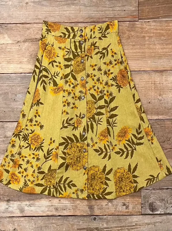 Skirts with a tiered ruffle Bae Skirt in Mustard Marigold Linen