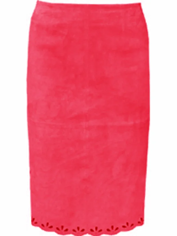 Skirts with a ruched design Scully Womens Straight Red Suede Skirt