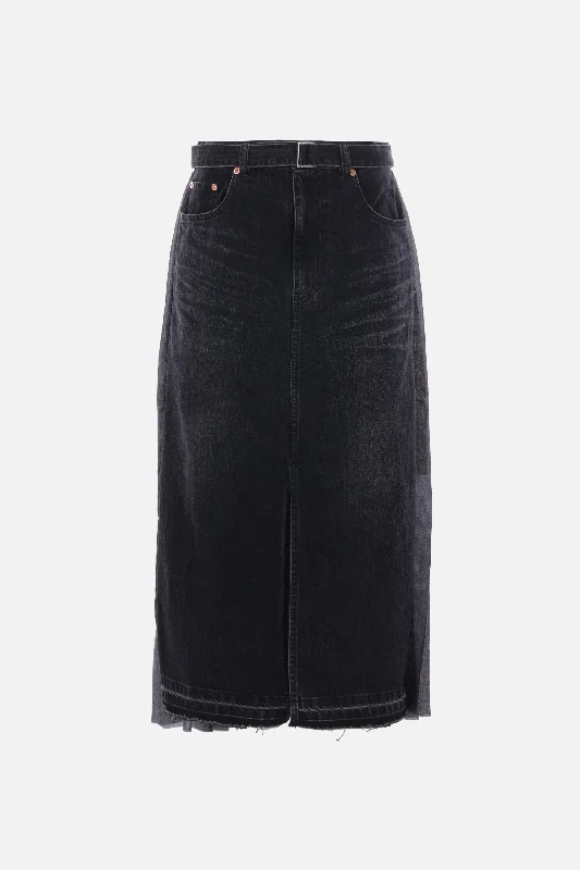 Skirts for a picnic midi skirt in denim and pleated twill
