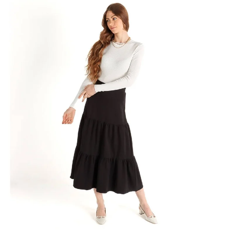 Satin skirts for a glamorous touch Women's Elasticated Three-Tier Skirt