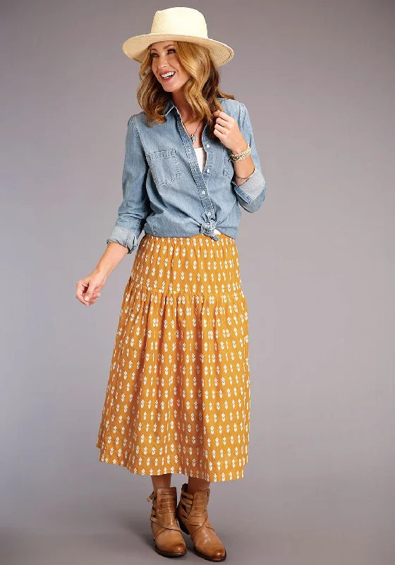 Printed chiffon skirts for spring Stetson Womens Yellow 100% Cotton Aztec Schiffli Skirt