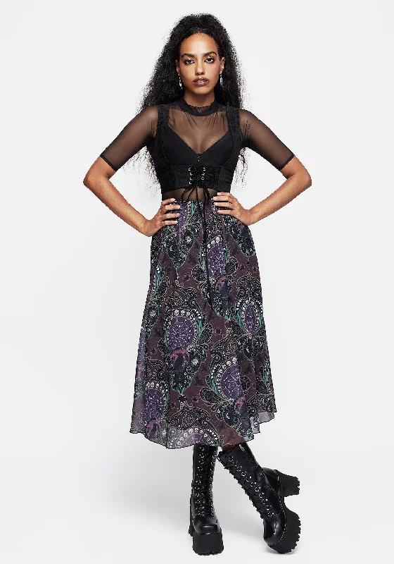 Skirts with a tassel trim Clarette Chiffon Layered Midi Skirt