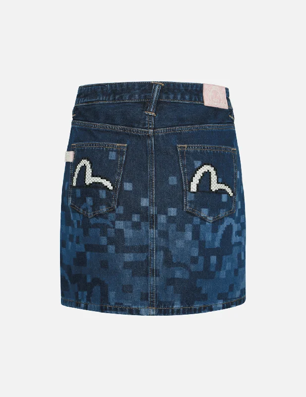 Striped skirts for a nautical look Pixel Seagull Embroidery and Print Regular Fit Denim Skirt