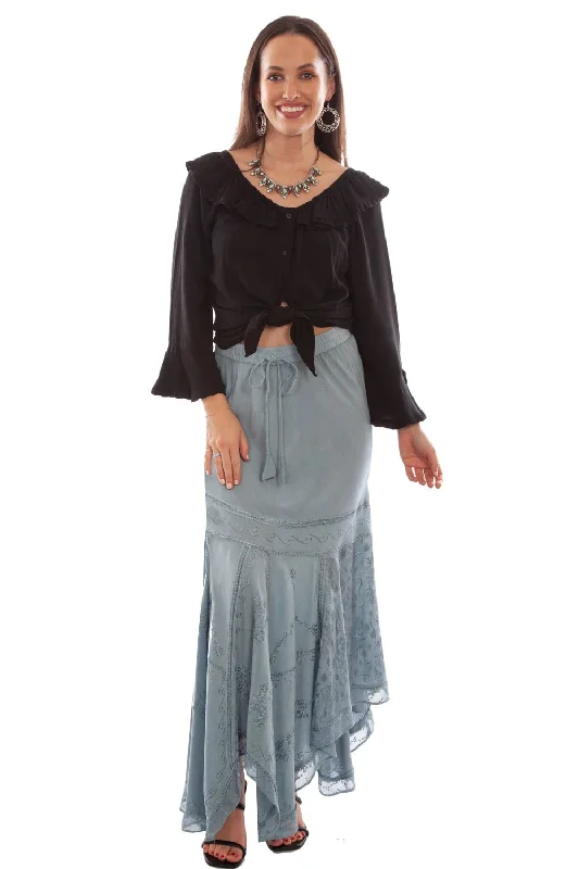 Women's summer floral skirts Scully Womens Ash Grey 100% Rayon Elastic Waist Skirt
