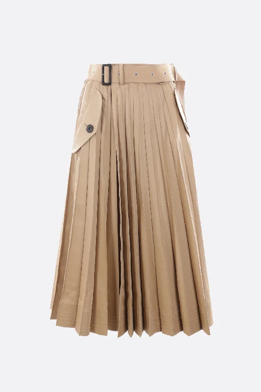 Skirts with hidden pockets gabardine pleated skirt