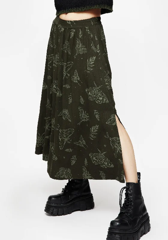 Sheath skirts for formal occasions Callopistria Moth Print Midi Skirt - Green