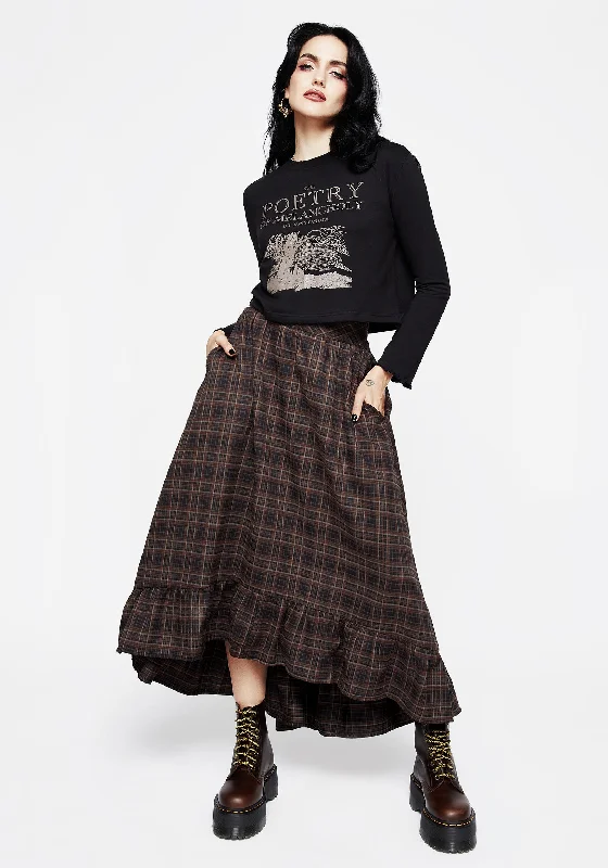 Wrap - around skirts for easy wearing Embla Check Ruffle Maxi Skirt