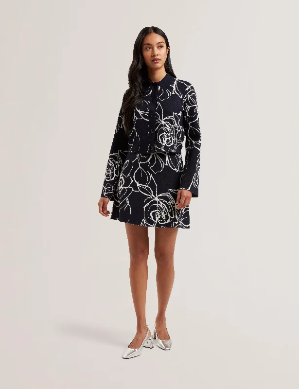 Skirts with a geometric pattern Aurbrry Jacquard Knit Mini Skirt Navy