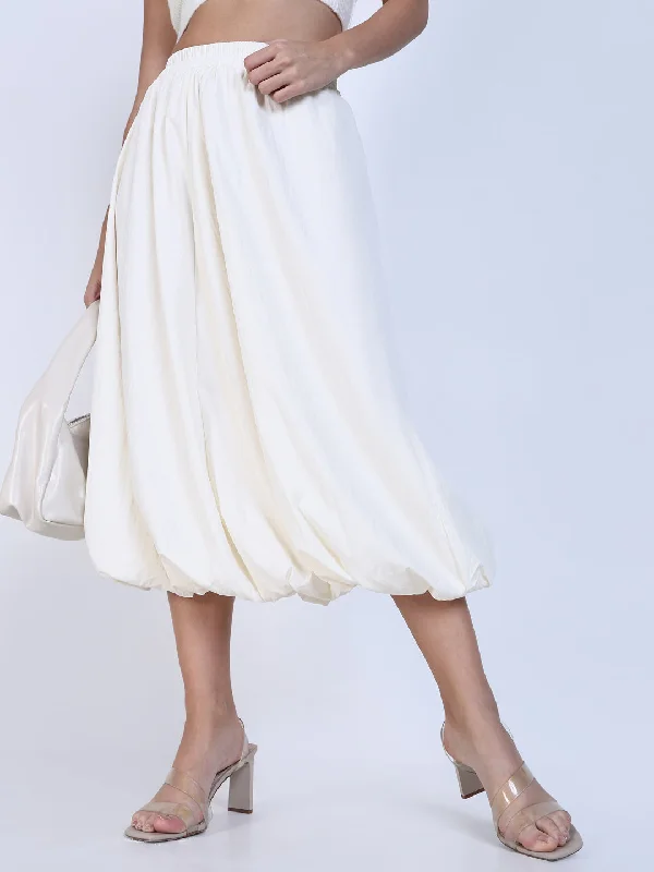 Skirts with adjustable waistbands Women Cream Solid Balloon Skirt
