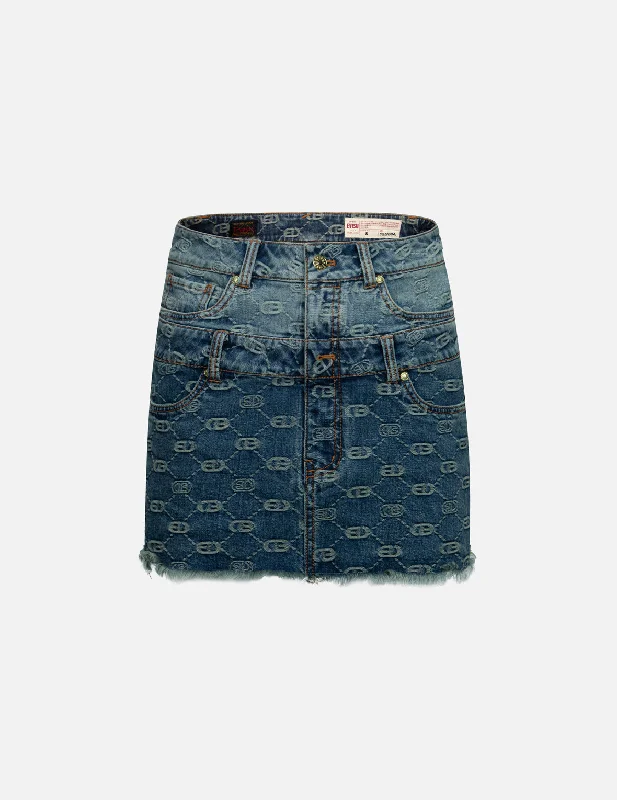 Pencil skirts in plus sizes 2-in-1 Allover Logo Jacquard Regular Fit Denim Skirt