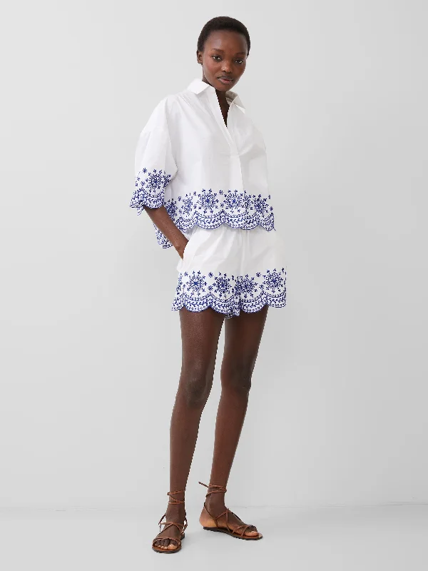Pleated school skirts for girls Alissa Cotton Embroidered Shorts