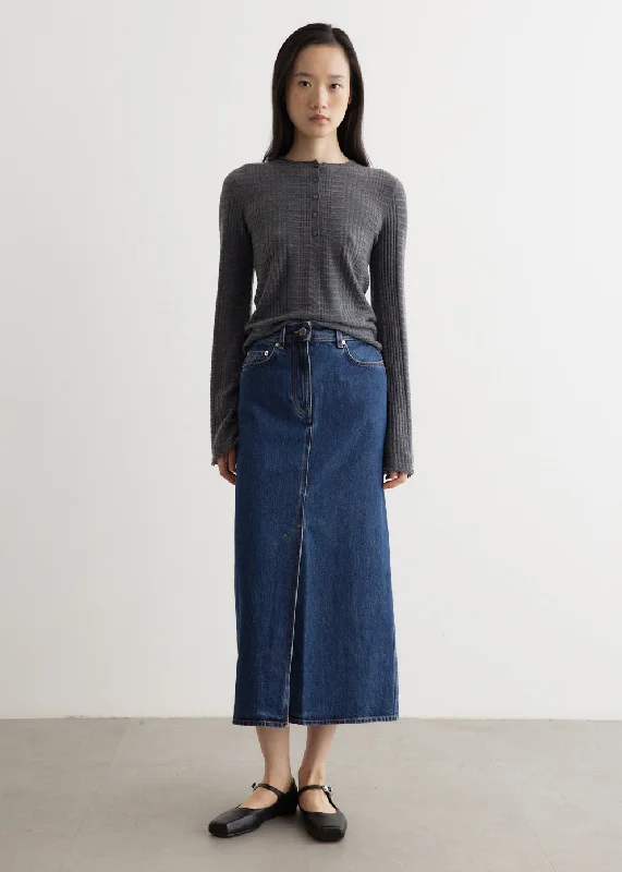Skirts with a metallic finish Rona Long Denim Skirt