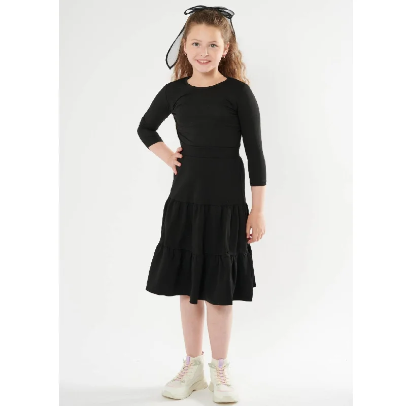 High - waisted linen skirts for summer Girls Elasticated Three-Tier Skirt