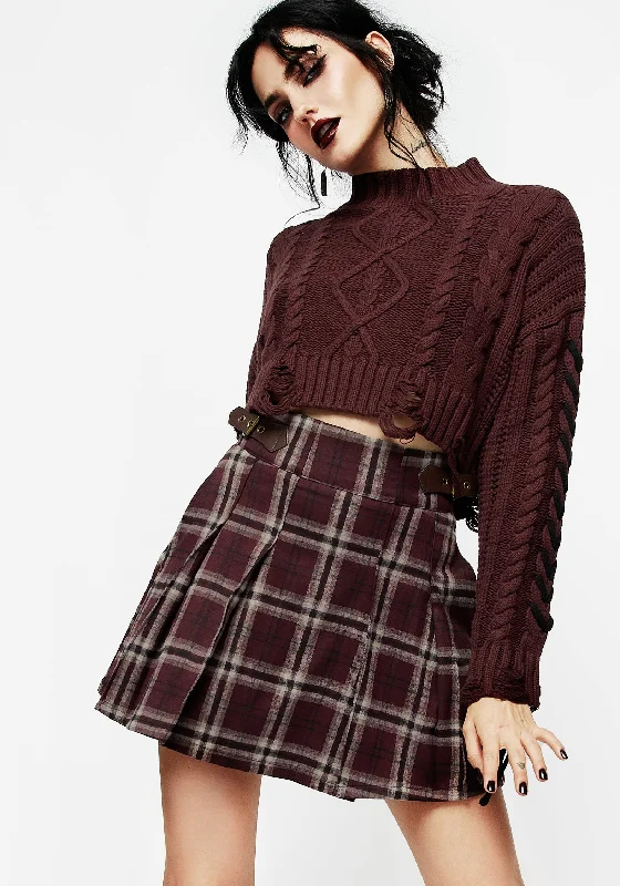 High - waisted skirts for tummy control Bramble Check Pleated Mini Skirt