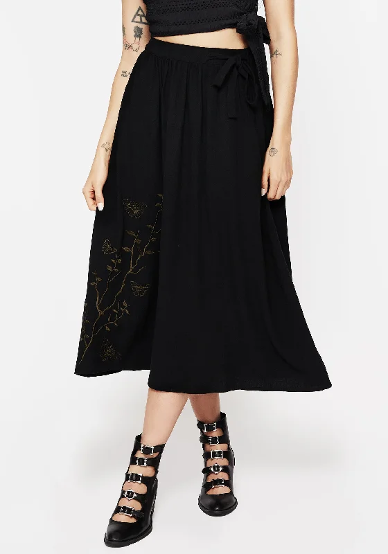 Sequined skirts for parties Cressida Moth Embroidered Midi Skirt