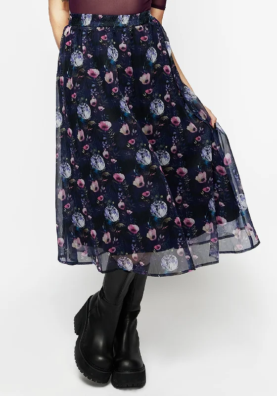 Skirts with a tie - front Socordia Floral Moon Chiffon Midi Skirt