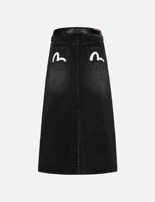 Skirts for a casual dinner Seagull Appliqué Fashion Fit Denim Skirt