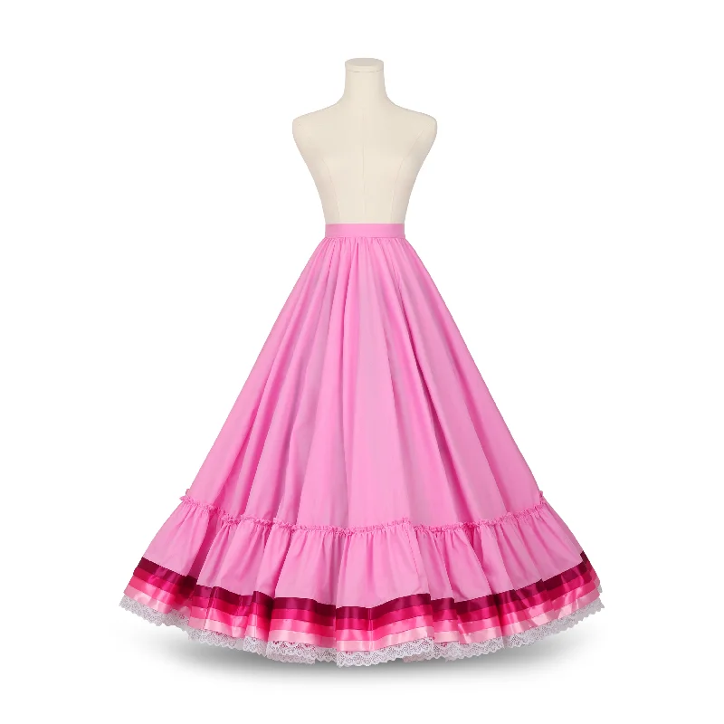 Skirts for pregnant women Hoja de Maiz Folklorico Dance Practice Skirt, Doble Vuelo, Rosa