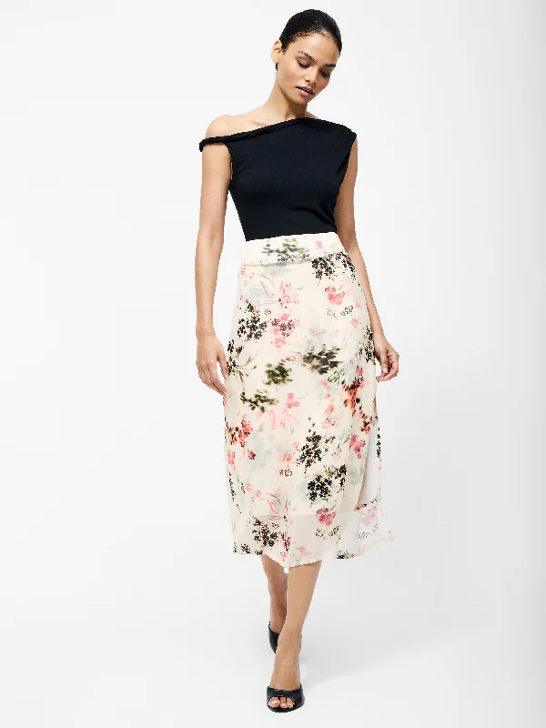 Long skirts for tall women Candice Satin Georgette Overlay Midi Skirt