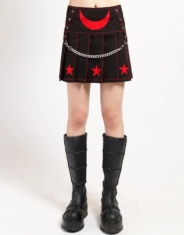Skirts with belt loops I AM A STAR PLEATED SKIRT RED