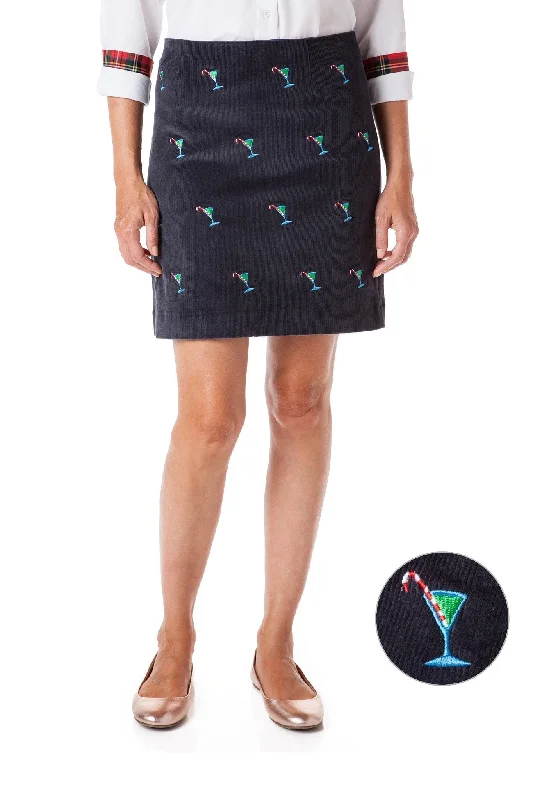 Printed organza skirts for a special occasion Ali Skirt Corduroy Nantucket Navy with Martini Candy Cane