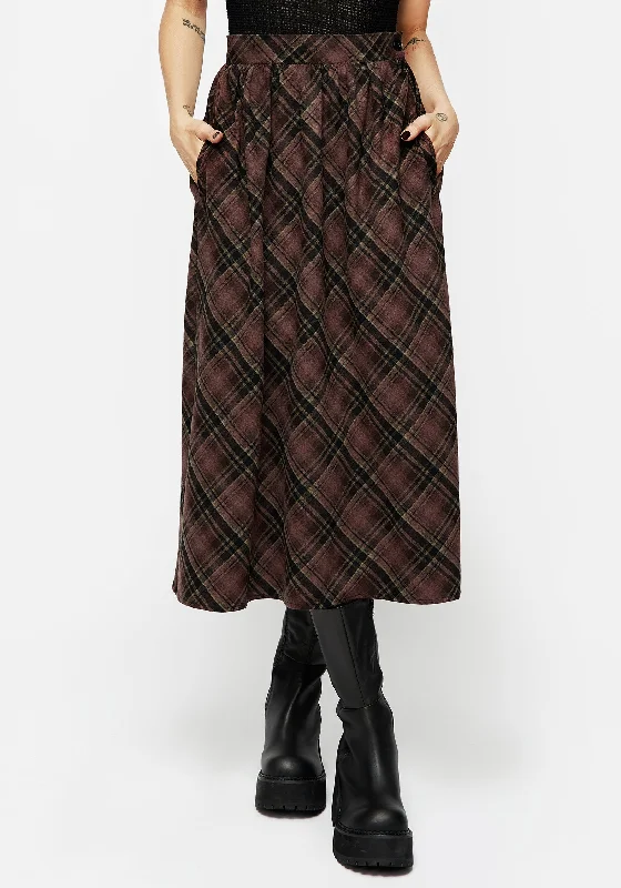 Skirts with a tie - front Hickory Check Midi Skirt