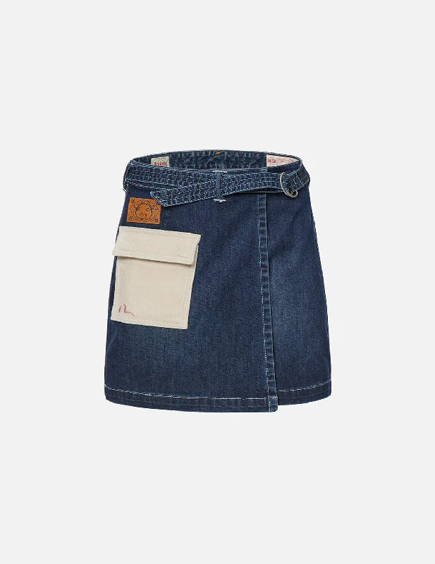 Sequined skirts for parties Logo Denim Skirt with Cargo Pocket