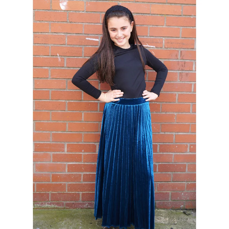 Skirts with a gathered waist Girls Long Velour Pleat Skirt