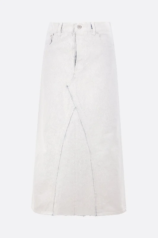 Skirts with adjustable waistbands Bianchetto-treated denim long skirt