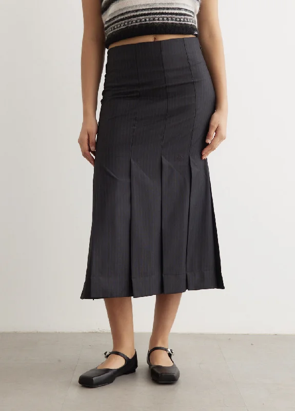 Skirts for a school dance Melange Stripe Suiting Midi Skirt