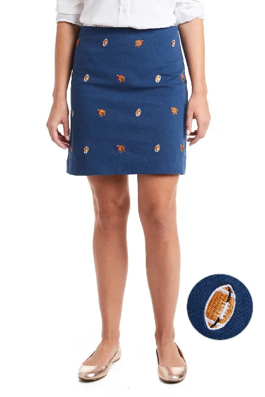 Skirts with a gathered skirt Ali Skirt Stretch Twill Nantucket Navy with Turkey & Football