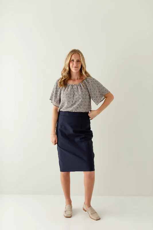 Plus size casual skirts for women 'Anna' Pencil Skirt in Navy