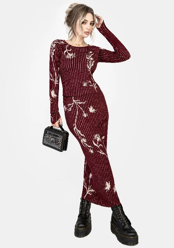 Skirts with a scalloped hem Diastella Floral Jacquard Rib Knit Maxi Skirt